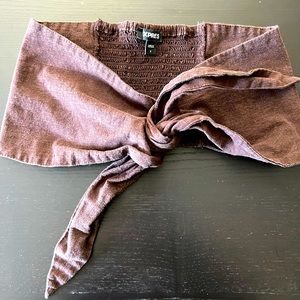 Linen bandeau tie front top.